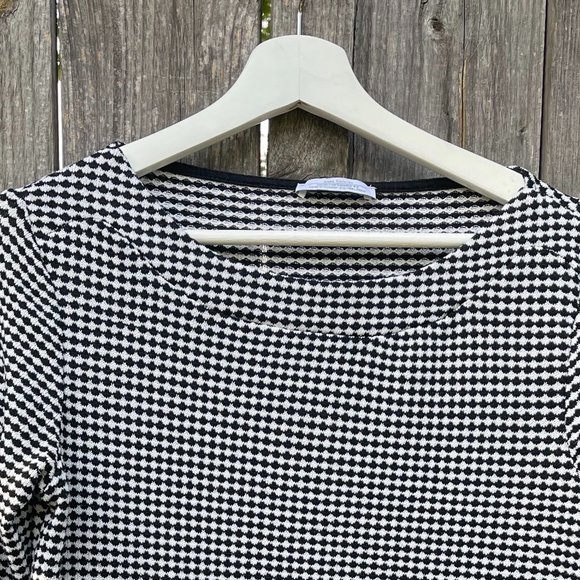 Black & White Checked Boat Neck top - Picture 2 of 7